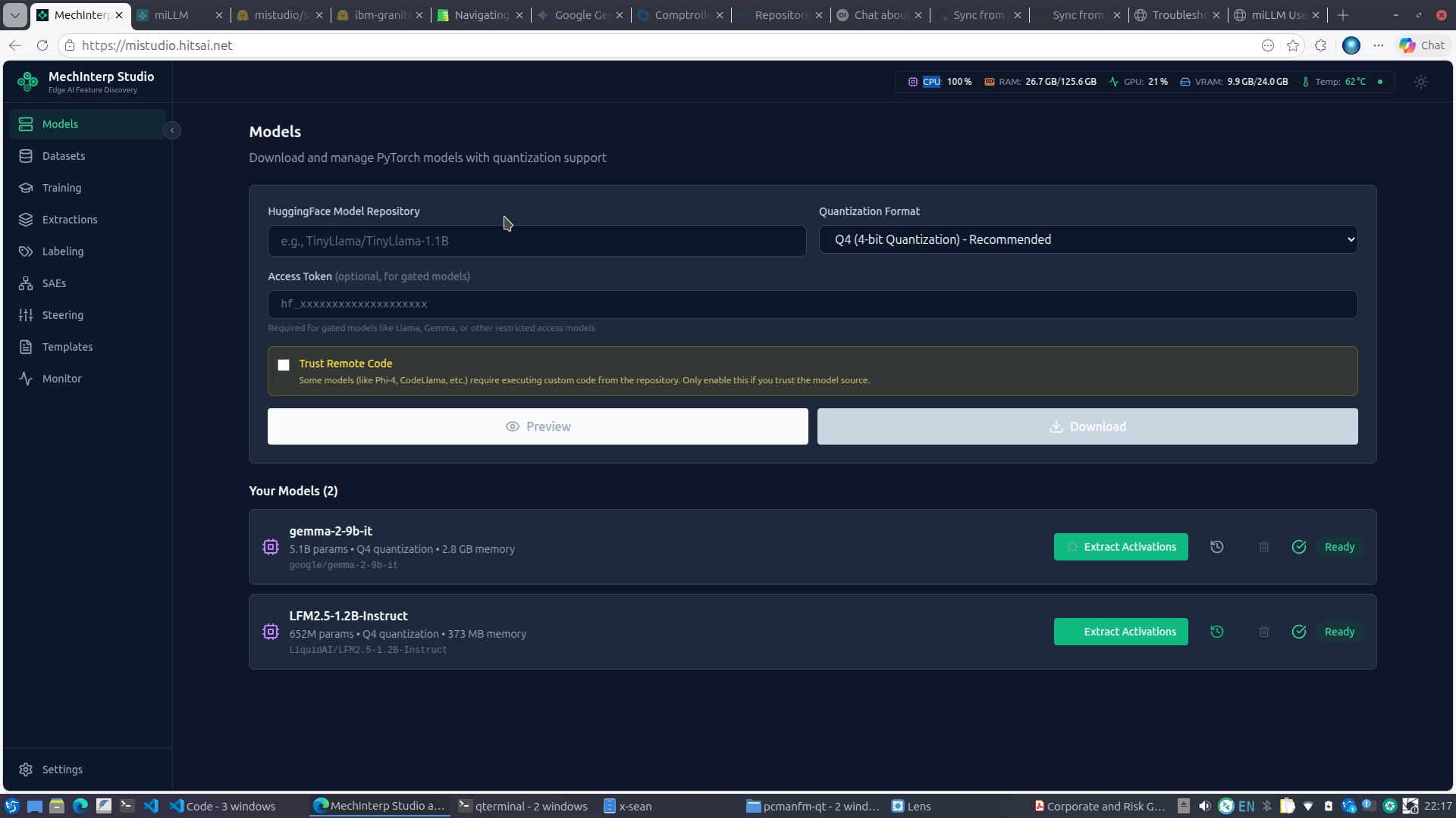 Models Panel — Browse downloaded models